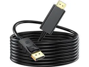 10FT DP to HDMI Male to Male Cable, Uni-Directional DisplayPort to HDMI Cord Supports 1080P@60Hz Synchronized Audio & Video for Monitor Desktop Laptop Projector HDTV 10FT DP to HDMI Male to Male Cable, Uni-Directional DisplayPort to HDMI Cord Supports 1080P@60Hz Synchronized Audio & Video for Monitor Desktop Laptop Projector HDTV