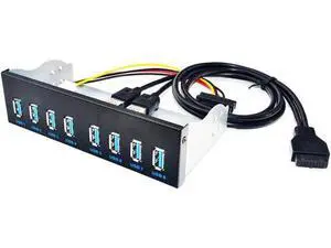 5.25 Inch Drive Bay 8-Port USB 3.0 Front Panel Hub, 20Pin Motherboard Header Splitter Adapter with 8 USB3.0 Type-A Female Ports for Desktop PC Chassis 5.25 Inch Drive Bay 8-Port USB 3.0 Front Panel Hub, 20Pin Motherboard Header Splitter Adapter with 8 USB3.0 Type-A Female Ports for Desktop PC Chassis