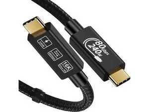 1.6FT Thunderbolt 5 & USB4 Pro Cable, 80Gbps, 240W PD, 16K@60Hz Video, Backward Compatible with All USB-C Devices 1.6FT Thunderbolt 5 & USB4 Pro Cable, 80Gbps, 240W PD, 16K@60Hz Video, Backward Compatible with All USB-C Devices