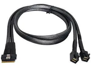 50cm PCIe 4.0 SFF-8654 8i 74Pin to Dual SFF-8643 4i Mini SAS HD Fanout Cable, MCIO Slimline SAS Internal Breakout Cable for Server RAID & NVMe Backplane 50cm PCIe 4.0 SFF-8654 8i 74Pin to Dual SFF-8643 4i Mini SAS HD Fanout Cable, MCIO Slimline SAS Internal Breakout Cable for Server RAID & NVMe Backplane