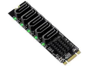 5 Ports M.2 B+M Key to SATA 3.0 Expansion Adapter with JMB575 Chip, NGFF 1-to-5 SATA Converter Card with LED Activity Indicators 5 Ports M.2 B+M Key to SATA 3.0 Expansion Adapter with JMB575 Chip, NGFF 1-to-5 SATA Converter Card with LED Activity Indicators