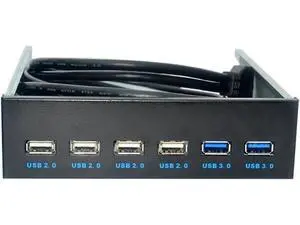 5.25 Inch Optical Drive Bay 6-Port Front Panel USB Hub, 2 USB 3.0 + 4 USB 2.0 PC Expansion Bracket, Comes with 20Pin USB 3.0 & 10Pin USB 2.0 Motherboard Splitter Cables for Desktop Chassis 5.25 Inch Optical Drive Bay 6-Port Front Panel USB Hub, 2 USB 3.0 + 4 USB 2.0 PC Expansion Bracket, Comes with 20Pin USB 3.0 & 10Pin USB 2.0 Motherboard Splitter Cables for Desktop Chassis