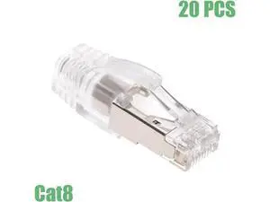 20 Pack CAT8 Shielded RJ45 Ethernet Plugs, 8P8C Network Cable Connector Ends with Clear Strain Relief Boots 20 Pack CAT8 Shielded RJ45 Ethernet Plugs, 8P8C Network Cable Connector Ends with Clear Strain Relief Boots