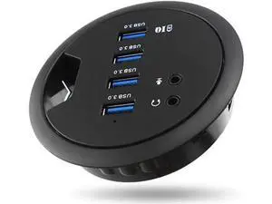 In-Desk 4-Port SuperSpeed USB 3.0 Hub with Stereo Audio Combo Adapter, Fits Standard 3-Inch Desk Grommet Hole for Office Conference Table Workstation In-Desk 4-Port SuperSpeed USB 3.0 Hub with Stereo Audio Combo Adapter, Fits Standard 3-Inch Desk Grommet Hole for Office Conference Table Workstation