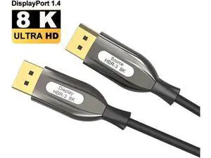3.3FT Black Fiber Optic DP 1.4 Cable, 32.4Gbps Bandwidth Supports 8K@60Hz 4K@144Hz HDR HDCP2.2 3D for VR Headset Gaming Monitor 3.3FT Black Fiber Optic DP 1.4 Cable, 32.4Gbps Bandwidth Supports 8K@60Hz 4K@144Hz HDR HDCP2.2 3D for VR Headset Gaming Monitor