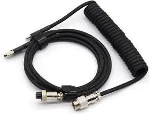 3M Coiled USB C Keyboard Cable, Hand Braided PET Mesh Gaming Cable with Detachable Metal Aviator Connector & Metal Plug, Black for Mechanical Keyboard 3M Coiled USB C Keyboard Cable, Hand Braided PET Mesh Gaming Cable with Detachable Metal Aviator Connector & Metal Plug, Black for Mechanical Keyboard