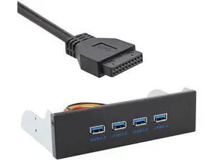 5.25 Inch CD-ROM Bay 4-Port USB 3.0 Front Panel Hub, Internal Expansion Dock with 20Pin Motherboard Header Cable for Desktop PC Case 5.25 Inch CD-ROM Bay 4-Port USB 3.0 Front Panel Hub, Internal Expansion Dock with 20Pin Motherboard Header Cable for Desktop PC Case