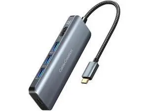 5-in-1 USB C Multiport Hub, Space Grey Aluminum USB C Adapter with 8K@30Hz / 4K@120Hz HDMI, 100W PD Pass-Through Charging & 3×USB 3.0 Ports, Portable USB C Dock Compatible with MacBook Pro/Air, iPad P 5-in-1 USB C Multiport Hub, Space Grey Aluminum USB C Adapter with 8K@30Hz / 4K@120Hz HDMI, 100W PD Pass-Through Charging & 3×USB 3.0 Ports, Portable USB C Dock Compatible with MacBook Pro/Air, iPad P