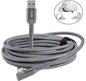 20ft /6M Nylon Braided VR Link Cable for Oculus Quest 2 and PC/Steam VR Quest VR Headset, Right-Angled 90 Degree USB A to USB C 5Gbps High Speed Data Transfer Charging Cord for Gaming PC ( A to C 6M) 20ft /6M Nylon Braided VR Link Cable for Oculus Quest 2 and PC/Steam VR Quest VR Headset, Right-Angled 90 Degree USB A to USB C 5Gbps High Speed Data Transfer Charging Cord for Gaming PC ( A to C 6M)