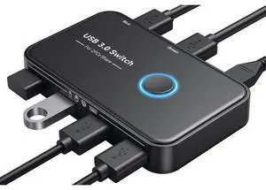 2 Port USB 3.0 Switch Selector, 2 PCs Share 4 USB Devices KVM Switcher for Keyboard Mouse Printer Scanner, Comes with 2 USB Cables & 1 Micro USB Power Cable 2 Port USB 3.0 Switch Selector, 2 PCs Share 4 USB Devices KVM Switcher for Keyboard Mouse Printer Scanner, Comes with 2 USB Cables & 1 Micro USB Power Cable