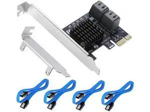4-Port PCIe SATA 3.0 Expansion Card, Bootable Controller with Low Profile Bracket & 4 SATA Cables 4-Port PCIe SATA 3.0 Expansion Card, Bootable Controller with Low Profile Bracket & 4 SATA Cables