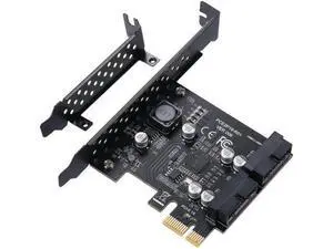 PCIe 1X to 2-Port 19Pin USB3.2 Gen1 Expansion Card, 5Gbps Internal Header PCI Express Card Compatible with Win XP/7/8/8.1/10/11 PCIe 1X to 2-Port 19Pin USB3.2 Gen1 Expansion Card, 5Gbps Internal Header PCI Express Card Compatible with Win XP/7/8/8.1/10/11