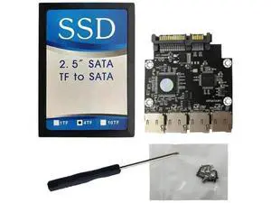 4-Port SD/TF to SATA Adapter, 2.5 Inch Card Converter for PC Motherboard & DVR 4-Port SD/TF to SATA Adapter, 2.5 Inch Card Converter for PC Motherboard & DVR
