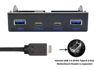 3.5 Inch Floppy Bay 4-Port USB 3.2 Gen 2 Front Panel Hub, 2 USB-A + 2 USB-C 10Gbps Expansion Adapter, 2FT 20Pin Key-A Type-E Motherboard Header Splitter Cable Included 3.5 Inch Floppy Bay 4-Port USB 3.2 Gen 2 Front Panel Hub, 2 USB-A + 2 USB-C 10Gbps Expansion Adapter, 2FT 20Pin Key-A Type-E Motherboard Header Splitter Cable Included