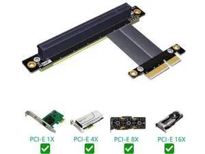 PCIe 4X to 16X Riser Cable, Flexible GPU Extension Cord for Desktop PC PCIe 4X to 16X Riser Cable, Flexible GPU Extension Cord for Desktop PC