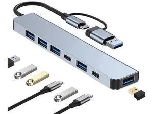 Aluminum 7-in-1 USB C Multiport Hub Splitter, 5 USB 3.0 + 2 USB-C Ports Portable Adapter Compatible with MacBook, iPad, Laptops, PS4, Xbox, HDD, Printer, Mouse, Keyboard, HP Aluminum 7-in-1 USB C Multiport Hub Splitter, 5 USB 3.0 + 2 USB-C Ports Portable Adapter Compatible with MacBook, iPad, Laptops, PS4, Xbox, HDD, Printer, Mouse, Keyboard, HP