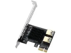 PCI-E 1X to 2 PCI-E Riser Card, PCIe Multiplier Expansion Card with Dual USB 3.0 Ports, External Extension Adapter for GPU Crypto Mining Rig PCI-E 1X to 2 PCI-E Riser Card, PCIe Multiplier Expansion Card with Dual USB 3.0 Ports, External Extension Adapter for GPU Crypto Mining Rig