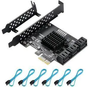 ASM1166 6-Port PCIe SATA 3.0 Expansion Card, 6Gbps with 6 SATA Cables & Low Profile Bracket ASM1166 6-Port PCIe SATA 3.0 Expansion Card, 6Gbps with 6 SATA Cables & Low Profile Bracket