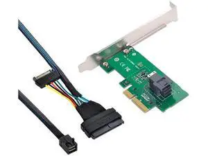 PCIe 4.0 x4 SFF-8643 Host Adapter Card Kit, PCI-E X4 to SFF-8643 Mini SAS HD Riser Card + SFF-8643 to SFF-8639 U.2 NVMe Extension Cable Set, for Motherboard 2.5" U.2 SFF-8639 SSD Storage Expansion PCIe 4.0 x4 SFF-8643 Host Adapter Card Kit, PCI-E X4 to SFF-8643 Mini SAS HD Riser Card + SFF-8643 to SFF-8639 U.2 NVMe Extension Cable Set, for Motherboard 2.5" U.2 SFF-8639 SSD Storage Expansion