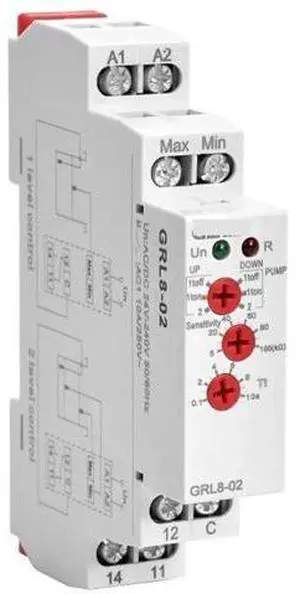 1PC GRL8-02 Water Level Control Relay with Stainless Probe, AC/DC 24V-240V Liquid Level Controller 1PC GRL8-02 Water Level Control Relay with Stainless Probe, AC/DC 24V-240V Liquid Level Controller