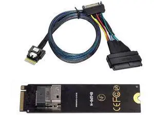 M.2 NGFF M-Key PCIe 4.0 Expansion Kit, M.2 to SFF-8654 Slimline SAS Adapter Card + SFF-8654 to SFF-8639 U.2 NVMe Interconnect Cable, Complete Motherboard 2.5" U.2 SSD Storage Extension Solution M.2 NGFF M-Key PCIe 4.0 Expansion Kit, M.2 to SFF-8654 Slimline SAS Adapter Card + SFF-8654 to SFF-8639 U.2 NVMe Interconnect Cable, Complete Motherboard 2.5" U.2 SSD Storage Extension Solution