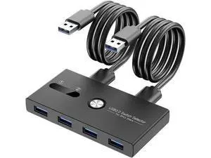 4 Port USB 3.0 Switch Selector Box, High Speed USB Peripheral Sharing Hub for Mouse, Keyboard, U-Drive 4 Port USB 3.0 Switch Selector Box, High Speed USB Peripheral Sharing Hub for Mouse, Keyboard, U-Drive