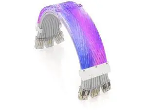 Full White ARGB Strimer PSU Extension Cable Kit, 3×PCIe 8(6+2)Pin GPU Power Cord, 5V 3Pin Addressable RGB Sync, Transparent Mesh Connectors for White Themed PC Case Full White ARGB Strimer PSU Extension Cable Kit, 3×PCIe 8(6+2)Pin GPU Power Cord, 5V 3Pin Addressable RGB Sync, Transparent Mesh Connectors for White Themed PC Case