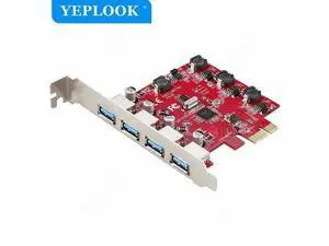 PCIe x1 USB 3.0 Expansion Card, 4-Port 5Gbps High Speed Hub Adapter with VL805 Chipset, Red PCB for Desktop PC PCIe x1 USB 3.0 Expansion Card, 4-Port 5Gbps High Speed Hub Adapter with VL805 Chipset, Red PCB for Desktop PC