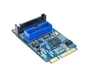 Mini PCI Express to Dual USB 3.0 20-Pin Expansion Card, Mini PCIe to 2 Port USB 3.0 Adapter with SATA Power Supply for Desktop Motherboard Mini PCI Express to Dual USB 3.0 20-Pin Expansion Card, Mini PCIe to 2 Port USB 3.0 Adapter with SATA Power Supply for Desktop Motherboard