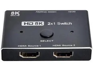 2 In 1 Out HDMI 2.1 Ultra HD Switch Hub, Support 8K@60Hz, HDCP & SST Extended Display, Max 4K@60Hz Dual Screen Output 2 In 1 Out HDMI 2.1 Ultra HD Switch Hub, Support 8K@60Hz, HDCP & SST Extended Display, Max 4K@60Hz Dual Screen Output