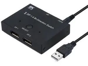 Bi-Directional 8K DisplayPort Switch Splitter, DP Bidirectional Signal Switch Adapter Bi-Directional 8K DisplayPort Switch Splitter, DP Bidirectional Signal Switch Adapter