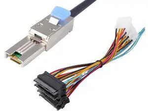 2M 6.6FT Mini-SAS SFF-8088 26Pin to 4×SFF-8482 29Pin SAS Splitter Cable with Integrated Power Connector, External RAID Cable for Server Hard Drives Storage Arrays 2M 6.6FT Mini-SAS SFF-8088 26Pin to 4×SFF-8482 29Pin SAS Splitter Cable with Integrated Power Connector, External RAID Cable for Server Hard Drives Storage Arrays