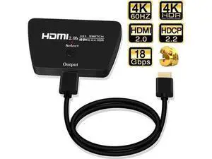 Upgraded 3 In 1 Out HDMI 2.0 Switch Box, Support 4K@60Hz, Full HD 1080P & 3D, HDMI Switcher Selector for Game Consoles, HDTV, Mac, Roku Upgraded 3 In 1 Out HDMI 2.0 Switch Box, Support 4K@60Hz, Full HD 1080P & 3D, HDMI Switcher Selector for Game Consoles, HDTV, Mac, Roku