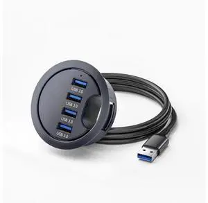 60mm Grommet Hole Flush Mount USB 3.0 Desktop Hub, 4-Port Built-In Table Socket Data Splitter 60mm Grommet Hole Flush Mount USB 3.0 Desktop Hub, 4-Port Built-In Table Socket Data Splitter