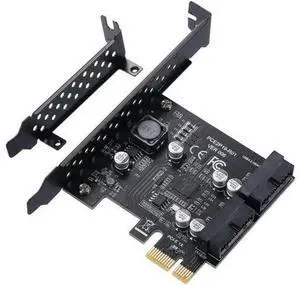 PCIe 1X to 2 Port 19Pin USB 3.2 Gen1 Expansion Card, 5Gbps Super Speed PCI Express Internal USB Adapter Card, Compatible with Windows 11/10/8.1/8/7/XP PCIe 1X to 2 Port 19Pin USB 3.2 Gen1 Expansion Card, 5Gbps Super Speed PCI Express Internal USB Adapter Card, Compatible with Windows 11/10/8.1/8/7/XP