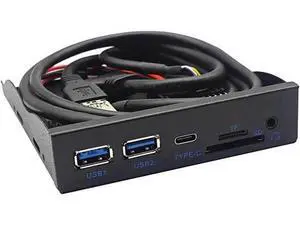 3.5 Inch Floppy Bay Front Panel Hub, USB3.2 Gen1 5Gbps Type-C + 2×USB-A, SD/TF Card Reader & 4-Pole 3.5mm HD Audio Jack, Internal PC Case Expansion Adapter 3.5 Inch Floppy Bay Front Panel Hub, USB3.2 Gen1 5Gbps Type-C + 2×USB-A, SD/TF Card Reader & 4-Pole 3.5mm HD Audio Jack, Internal PC Case Expansion Adapter
