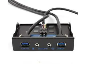 2-Port USB 3.0 Front Panel Bracket, 3.5" Floppy Bay Mount, 19Pin to USB 3.0 Hub with HD Audio & Mic Port, Black for Desktop PC 2-Port USB 3.0 Front Panel Bracket, 3.5" Floppy Bay Mount, 19Pin to USB 3.0 Hub with HD Audio & Mic Port, Black for Desktop PC