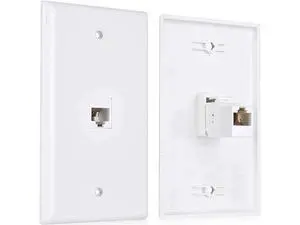 2-Pack Single Port Cat6 Ethernet Wall Plate White, with Cat5/Cat6 Keystone Jack 2-Pack Single Port Cat6 Ethernet Wall Plate White, with Cat5/Cat6 Keystone Jack