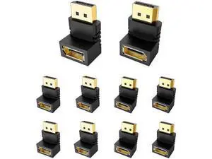10 Pack Gold-Plated 90° & 270° Right Angle DisplayPort Adapters, Male to Female DP Elbow Convertors Supports 4K UHD for Tight Space Monitor PC Gaming Setup 10 Pack Gold-Plated 90° & 270° Right Angle DisplayPort Adapters, Male to Female DP Elbow Convertors Supports 4K UHD for Tight Space Monitor PC Gaming Setup