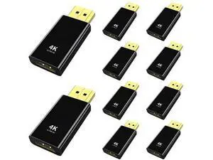 10 Pack Passive DP to HDMI Adapter, 24K Gold Plated Uni-Directional DisplayPort Male to HDMI Female Converter Compatible HP Dell PC Desktop GPU AMD NVIDIA HDTV Projector 10 Pack Passive DP to HDMI Adapter, 24K Gold Plated Uni-Directional DisplayPort Male to HDMI Female Converter Compatible HP Dell PC Desktop GPU AMD NVIDIA HDTV Projector