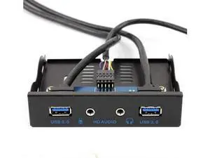 3.5 Inch Floppy Bay Front Panel USB 3.0 Hub, 2-Port USB3.0 Splitter with 20Pin Motherboard Header, HD Audio & Mic Jack Combo, 2FT Internal Cables for Desktop PC Case 3.5 Inch Floppy Bay Front Panel USB 3.0 Hub, 2-Port USB3.0 Splitter with 20Pin Motherboard Header, HD Audio & Mic Jack Combo, 2FT Internal Cables for Desktop PC Case