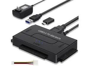 USB 3.0 to SATA IDE Hard Drive Reader Adapter, Universal External Ultra Data Recovery Converter for 2.5" & 3.5" SATA IDE HDD SSD, Includes 12V 2A Power Supply Adapter USB 3.0 to SATA IDE Hard Drive Reader Adapter, Universal External Ultra Data Recovery Converter for 2.5" & 3.5" SATA IDE HDD SSD, Includes 12V 2A Power Supply Adapter