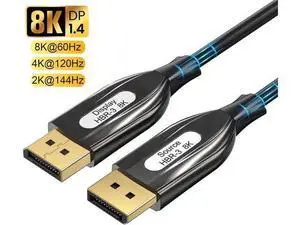 1M/3.3Ft Fiber Optic DP 1.4 Cable, 32.4Gbps HBR3 8K DisplayPort Fiber Cord, Supports 8K@60Hz, 4K@144Hz, 2K@240Hz, DSC 1.2 HDR10, Heavy-Duty Oxygen-Free Copper Cable 1M/3.3Ft Fiber Optic DP 1.4 Cable, 32.4Gbps HBR3 8K DisplayPort Fiber Cord, Supports 8K@60Hz, 4K@144Hz, 2K@240Hz, DSC 1.2 HDR10, Heavy-Duty Oxygen-Free Copper Cable
