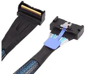 35cm PCIe 5.0 MCIO Angled Male to Male Extension Cable, Mini Cool Edge IO 74Pin 8i Slimline SAS 4.0 24Gbps High-Density Server Interconnect Cable for Data Center NVMe Storage Arrays 35cm PCIe 5.0 MCIO Angled Male to Male Extension Cable, Mini Cool Edge IO 74Pin 8i Slimline SAS 4.0 24Gbps High-Density Server Interconnect Cable for Data Center NVMe Storage Arrays