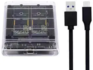 Dual B+M Key M.2 SATA + 2.5 Inch SATA Combo Enclosure, USB 3.0 Type-C Multi-Disk Adapter Support RAID 0 JBOD Span Mode Dual B+M Key M.2 SATA + 2.5 Inch SATA Combo Enclosure, USB 3.0 Type-C Multi-Disk Adapter Support RAID 0 JBOD Span Mode