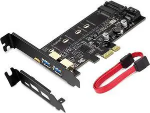 PCIe to USB 3.0 Expansion Card with 1 USB-C + 2 USB-A Ports, SATA Input to NGFF M.2 Output (SATA M.2 Only, NVME Unsupported), Low Profile Flat Bracket Included PCIe to USB 3.0 Expansion Card with 1 USB-C + 2 USB-A Ports, SATA Input to NGFF M.2 Output (SATA M.2 Only, NVME Unsupported), Low Profile Flat Bracket Included