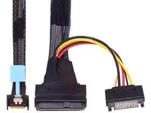 0.5M PCIe 5.0 x4 MCIO SFF-TA-1016 38Pin to U.2 SFF-8639 Cable with SATA 15Pin Power, 64Gbps High Speed MCIO Extension Wire for AI Server, HPC Workstation, U.2 NVMe SSD & External Storage Docking 0.5M PCIe 5.0 x4 MCIO SFF-TA-1016 38Pin to U.2 SFF-8639 Cable with SATA 15Pin Power, 64Gbps High Speed MCIO Extension Wire for AI Server, HPC Workstation, U.2 NVMe SSD & External Storage Docking