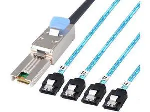 2 Pack 1M SFF-8088 Mini SAS 26Pin Male to 4×7Pin SATA Female Breakout Cable with Latch 2 Pack 1M SFF-8088 Mini SAS 26Pin Male to 4×7Pin SATA Female Breakout Cable with Latch