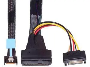 PCIe 5.0 MCIO 4X 38Pin SFF-TA-1016 to U.2 SFF-8639 NVMe SSD Cable with SATA 15Pin Power, 0.5M Internal Server Storage Cable PCIe 5.0 MCIO 4X 38Pin SFF-TA-1016 to U.2 SFF-8639 NVMe SSD Cable with SATA 15Pin Power, 0.5M Internal Server Storage Cable