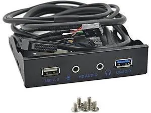 3.5 Inch Floppy Bay Multi-Function Front Panel Hub, 2×USB3.0 + HD Audio & Mic Jack Metal Expansion Bracket, Comes with 20Pin USB3.0 + 10Pin USB2.0 Internal Adapter Cables for Desktop PC Chassis 3.5 Inch Floppy Bay Multi-Function Front Panel Hub, 2×USB3.0 + HD Audio & Mic Jack Metal Expansion Bracket, Comes with 20Pin USB3.0 + 10Pin USB2.0 Internal Adapter Cables for Desktop PC Chassis